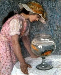 Jeune Fille avec un Poisson Rouge