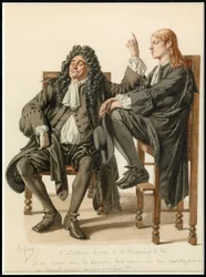 Portait de Monsieur Diafoirus pere et fils, c.1870 (watercolor)