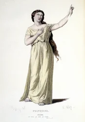Le personnage de Pauline dans la tragédie Polyeucte martyr - Théâtre complet : (Collection de pièces de Corneille) dessin de Geffroy, gravure de L. Wolff - éd. Laplace, Sanchez et Cie, Paris 1884