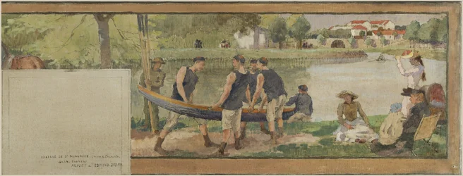 Esquisse pour la mairie de Saint-Maurice : Paysage. Les bords de la Marne (pour la salle des fêtes), entre 1890 et 1892