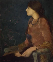 Dame pensive, assise
