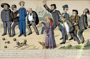 Petits bourgeois jouant aux boules - dessin social par Lavrate
