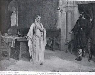 Lady Godiva et le comte Leofric, illustration tirée de « Hutchinson