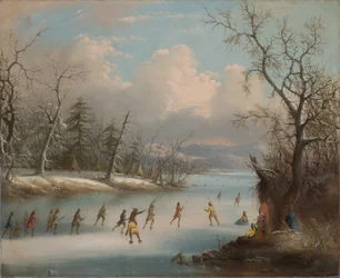 Indiens jouant à la crosse sur la glace, 1859