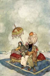 Pendant tout ce temps, la princesse avait observé le combat depuis le toit du palais, illustration tirée de "L