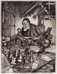 Le scientifique au travail (lithographie)