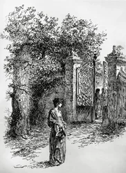 Femme devant une porte, illustration pour La tempête, Satet, Turin