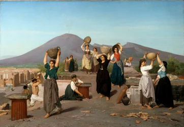 Scène de fouilles à Pompéi