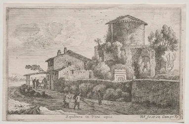 Vues diverses dans et autour de Rome : Tombeau le long de la voie Appienne