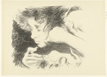 Tête de femme fumant une cigarette et les yeux fermés