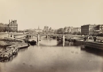 Le pont Solférino, Paris, vers 1860