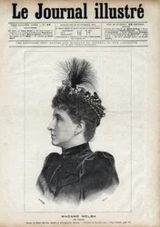 Portrait de Nellie Melba (Helen Porter Mitchell, dite) (1861-1931), soprano australienne - Gravure par Navellier dans « Le Journal Illustré » de 1891
