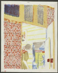 Intérieur avec papier peint rose III, planche sept de Paysages et intérieurs