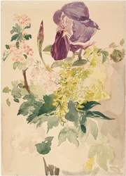 Pièce florale avec iris, cytise et géranium, 1880