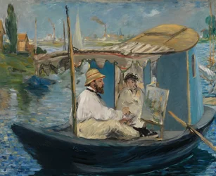 Allemand : Die Barke Claude Monet peignant dans son bateau-atelier