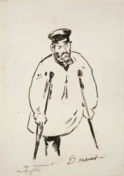 Homme avec des béquilles, vers 1850-1880