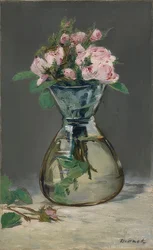 Roses mousseuses dans un vase. 1882