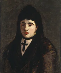 Femme espagnole portant une croix noire