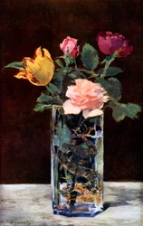 Nature morte avec des roses et des tulipes dans un vase dragon, 1882