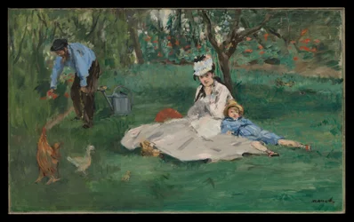 La famille Monet dans son jardin à Argenteuil