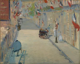 La rue Mosnier avec des drapeaux, 1878