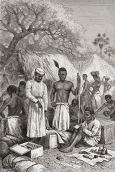 Abdullah Souzi, Jacob Wainright et James Chouma, les trois serviteurs du Dr. David Livingstone, faisant l
