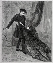 Edmond Dantès et Mercedes - Gravure de Riou, dans « Le Comte de Monte-Cristo » (Monte-Cristo) d