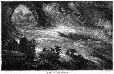 Le déluge asiatique : une catastrophe qui aurait pu inspirer le déluge décrit dans la Bible : du livre de Louis Figuier « La Terre avant le déluge », édition Hachette 1872
