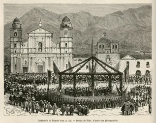 La cathédrale de Bogota, sur la place Bolívar (Colombie), lors de la célébration annuelle de l