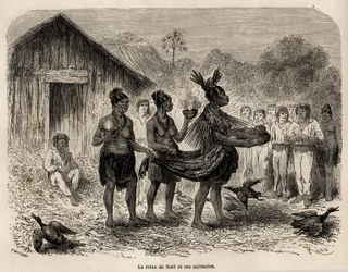 La célébration de la fête de Noël à Sarayacu (Pérou), la reine de Noël porte l