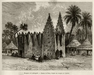 La mosquée de Lokhognile (Golfe de Guinée). Gravure pour illustrer l