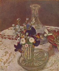 Bouquet de pensées, myosotis et marguerites vers 1900, vers 1900, 1946