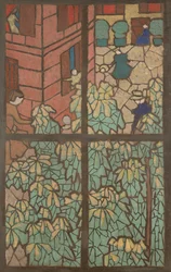 Châtaigniers, un dessin pour une fenêtre en vitrail Tiffany