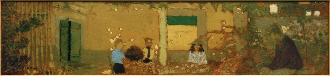 Famille dans le jardin