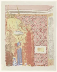 Intérieur avec papier peint rose et lampe (Paysages et intérieurs)