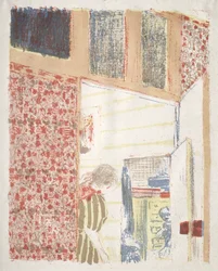 Intérieur avec papier peint rose III
