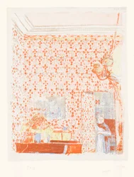 Intérieur avec papier peint rose I