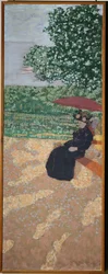Parc à Paris : dame en noir