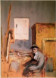 Portrait du peintre Jean Louis Forain dans son atelier