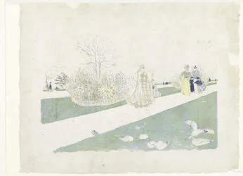 Promeneurs dans le parc des Tuileries à Paris