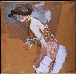 Femme en corset rouge