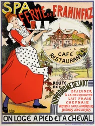 Publicité pour la ferme Cafe Frahinfaz, vers 1890