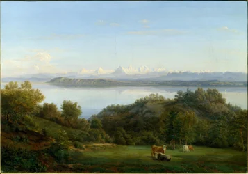 Vue depuis Neuchâtel sur les Alpes