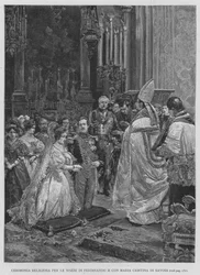 Cérémonie religieuse pour le mariage de Ferdinand II avec Marie-Christine de Savoie