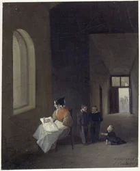 Femme avec des enfants dans une salle