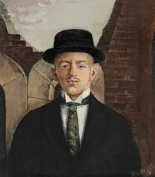 Portrait du poète Vassili Kamensky 1884-1961 en haut-de-forme, 1917