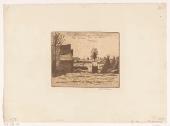 Ferme avec grange et meules de foin