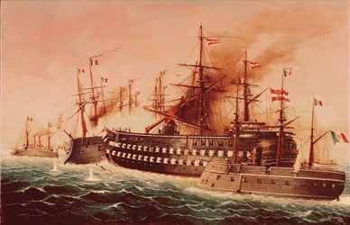 La bataille navale de Lissa ... (peinture sur toile)
