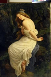 Ondine. Génie des eaux dans la mythologie germanique, comme la nymphe ou la naïade. Peinture d