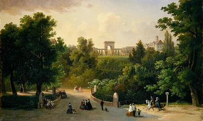 Vue des jardins de Karlsaue vers la Friedrichsplatz
